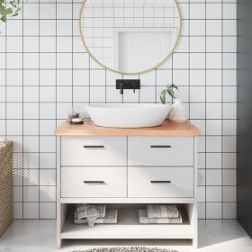 Bathroom Countertop Light Brown 39.4"x19.7"x(0.8"-1.6") Treated Solid Wood