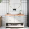 Bathroom Countertop Light Brown 47.2"x15.7"x(0.8"-1.6") Treated Solid Wood