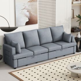 Modern Modular Sofa, 4 Seat Chenile sectional Couch Set with 2 pilows lncluded, freely CombinableIndoor Funiture for Living Room,Apartment, Office