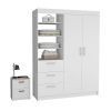 Karval 2 Piece Bedroom Set, Armoire + Nightstand, White