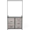 5 Fabric Drawers Dresser with Metal Frame and Wooden Top