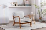 COOLMORE Mid Century Modern Accent Chair, Comfy Fabric Living Room Chairs with Solid Wood Frame, Lounge Reading Armchair, Easy Assembly (Oyster Grey)