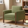 Oversized Accent Chair, Upholstered Living Room Chairs Single Sofa Chair with Walnut Legs, Curved handrail, Green