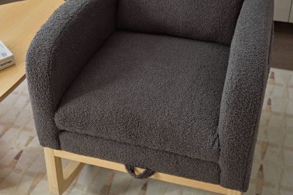 Modern Accent Rocking Chair Rocking Chair with Solid Wood Legs, Upholstered Nursery Glider Rocker, Comfy Armchair with Side Pocket