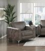 Brownish Gray Polished Microfiber Upholstery Elegant Modern Style Chair 1pc Solid Wood Living Room Furniture Metal Legs