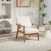 Leisure Chair with Solid Wood Armrest and Feet, Leisure chair, wood frame, velvet, l, solid rubber wood legs, Mid-Century Modern Accent chair