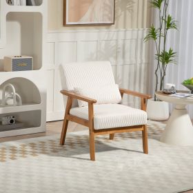 Leisure Chair with Solid Wood Armrest and Feet, Leisure chair, wood frame, velvet, l, solid rubber wood legs, Mid-Century Modern Accent chair