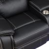 Modern Faux Leather Manual Reclining with Center Console with LED Light Strip,Living Room Furniture Set