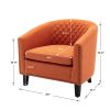 COOLMORE Barrel Chairs with Soft Padded Armrest, Club Chairs with nailheads and solid wood legs for Living Room Bedroom Waiting Room (Orange Linen)