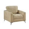 Sand-Hued Polished Microfiber Upholstery Elegant Modern Style Chair 1pc Solid Wood Living Room Furniture Silver Finish Metal Legs