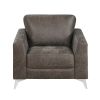 Brownish Gray Polished Microfiber Upholstery Elegant Modern Style Chair 1pc Solid Wood Living Room Furniture Metal Legs