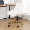Modern teddy fleece fabric with gold legs living room furniture dining chair, soft and comfortable, lift adjustment, free movement convenient