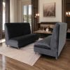Black Velvet Booth, Modern Armless Booth for Living Room, Bedroom and Apartment with Solid Wood Frame (Set of 2)