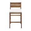 Modern 2-Piece Solid Acacia Wood Counter Stools with Cushion - Brown