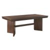 Walnut Finish Wood Dining Table with Self-Storing Extension Leaf 1pc Trestle Base V-Angled Design Modern Dining Furniture
