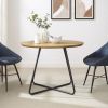 Modern Metal and Wood Curved X-Base Round Dining Table – English Ash