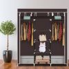 69" Portable Clothes Closet Non-Woven Fabric Wardrobe Double Rod Storage Organizer Dark Brown RT