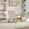 Leisure Chair with Solid Wood Armrest and Feet, Leisure chair, wood frame, velvet, l, solid rubber wood legs, Mid-Century Modern Accent chair