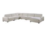 Beige Color 6pc Modular Sectional Set Welt Corduroy Couch LAF Chair, Corner wedge, RAF Chaise, 3x Armless Chairs Living Room Furniture