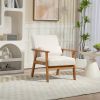 Leisure Chair with Solid Wood Armrest and Feet, Leisure chair, wood frame, velvet, l, solid rubber wood legs, Mid-Century Modern Accent chair