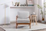 COOLMORE Mid Century Modern Accent Chair, Comfy Fabric Living Room Chairs with Solid Wood Frame, Lounge Reading Armchair, Easy Assembly (Oyster Grey)