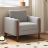 Oversized Accent Chair, Upholstered Living Room Chairs Single Sofa Chair with Walnut Legs, Curved handrail, Grey