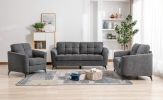 Callie Gray Woven Fabric Sofa Loveseat Chair Living Room Set