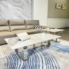 Modern Rectangular Coffee Table Set with Sintered Stone Top, Gold Metal Frame, for Bedroom, Living Room