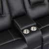 Modern Faux Leather Manual Reclining with Center Console with LED Light Strip,Living Room Furniture Set