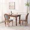 French Country Dining Chairs with Round Back Set of 2, Upholstered, Solid Wood Legs, Accent Side Chairs for Living Room, Wedding Event- Grey