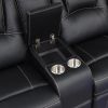 Modern Faux Leather Manual Reclining with Center Console with LED Light Strip,Living Room Furniture Set