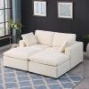 68.5" Loveseat Sofa with 2 Ottoman Modular Sofa Sleeper Couch Set Upholstered Couch for Living Room Apartment Small Space, Chenille Beige