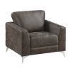 Brownish Gray Polished Microfiber Upholstery Elegant Modern Style Chair 1pc Solid Wood Living Room Furniture Metal Legs