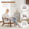 Chair with Lumbar Pillow, Lounge Arm Chairs, Linen Fabric Comfy Reading Chair with Wood Frame for Living Room