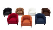 COOLMORE Barrel Chairs with Soft Padded Armrest, Club Chairs with nailheads and solid wood legs for Living Room Bedroom Waiting Room (Orange Linen)