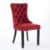 Classic Velvet Dining Chairs, High-end Tufted Solid Wood Contemporary Velvet Upholstered Dining Chair with Wood Legs Nailhead, SET OF 2,Burgundy