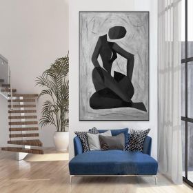 Handmade Oil Painting Large Abstract Canvas Art Living Room Painting Oversized Canvas Art Modern Abstract Painting Original Black Painting Abstract (Style: 01, size: 60x90cm)