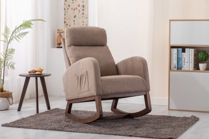 COOLMORE Rocking Chair, Modern Glider Chair, Recliner Armchair with Wood Legs and Side Pocket (Color: as Pic)