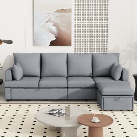 Modern L shape Modular Sofa, 5 Seat Chenile sectional Couch Set with 2 pilows lncluded, freely CombinableIndoor Funiture for Living Room,Apartment (Color: as Pic)