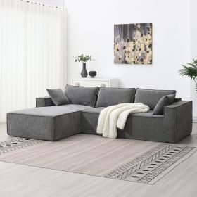 [VIDEO+New] 111.5*72" Minimalist Style Modular Sectional Sofa,Wrinkle-resistant Chenille Couch Set,L-Shaped Compressed Sofa for Living Room (Color: as Pic)