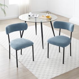 Dining Chairs Set of 2,Round Upholstered Sherpa Fabric Dining Room Chairs with Curved Backrest (Color: as Pic)