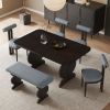 6-Piece Dining Set, Mid-Century Modern Table Set for 6 Persons with 4 Chairs and Bench, Padded Seats and Backrest