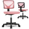 Sweetcrispy Armless Desk Chair Small Home Office Chair with Lumbar Support
