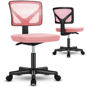 Sweetcrispy Armless Desk Chair Small Home Office Chair with Lumbar Support (Color: as Pic)
