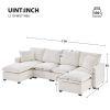 [VIDEO provided] [New] 110*57" Modern U Shape Modular Sofa, 6 Seat Chenille Sectional Couch Set with 2 Pillows Included