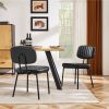 Dining Chairs , Upholstered Mid Century Modern Kitchen Dining Room Accent Chairs with Faux Leather Cushion Seat & Metal Legs for Kitchen