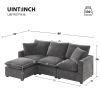 [VIDEO provided] [New] 84*57" Modern Modular Sofa, 4 Seat Chenille Sectional Couch Set with 2 Pillows Included